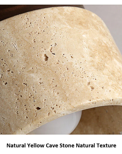 Lampe de Plafond Japonaise Créative en Crème - Design Minimaliste avec Base en Marbre et Bois