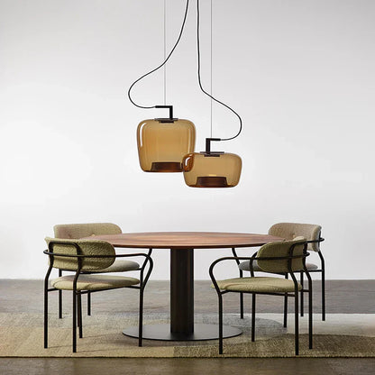Suspension Design Moderne LED – Luminaire en Verre et Aluminium pour Cuisine et Salle à Manger