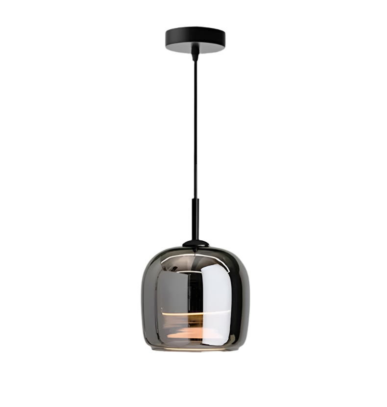 Suspension Nordic en Verre Noir – Design Élégant et Moderne avec Éclairage LED