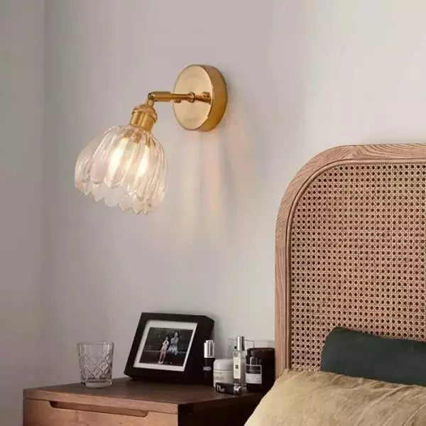 Lampe Murale en Verre Tulipe Vintage - Éclairage Floral Élégant
