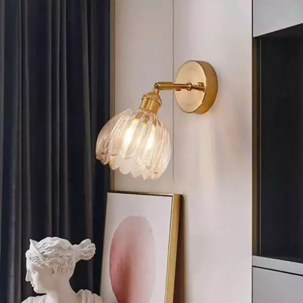 Lampe Murale en Verre Tulipe Vintage - Éclairage Floral Élégant