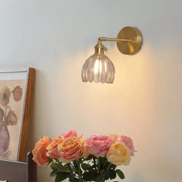 Lampe Murale en Verre Tulipe Vintage - Éclairage Floral Élégant