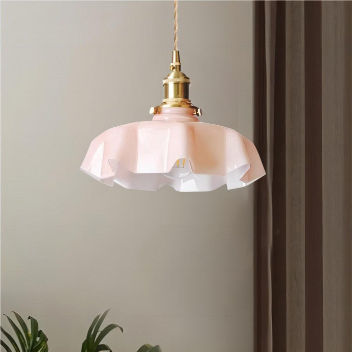 Lampe Suspendue Rétro Fleur en Verre - Glamour Nostalgique