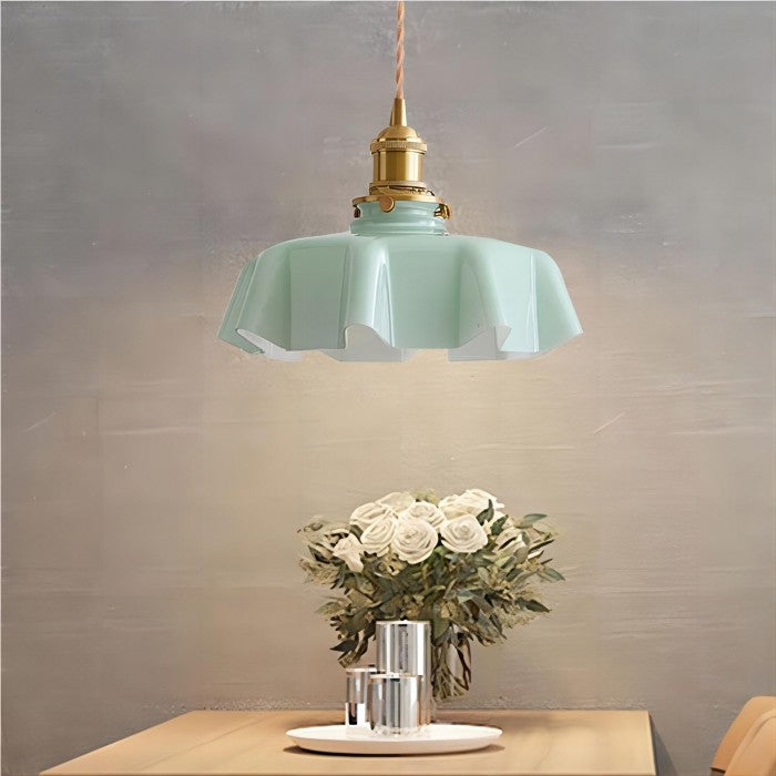 Lampe Suspendue Rétro Fleur en Verre - Glamour Nostalgique