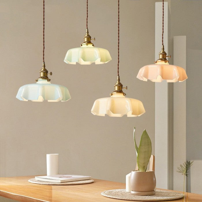 Lampe Suspendue Rétro Fleur en Verre - Glamour Nostalgique