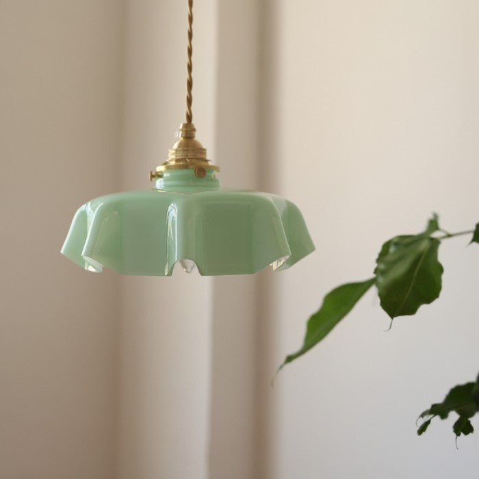 Lampe Suspendue Rétro Fleur en Verre - Glamour Nostalgique