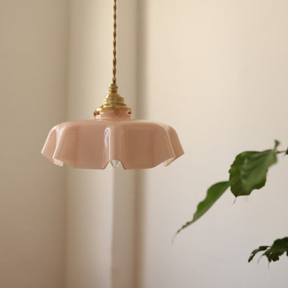 Lampe Suspendue Rétro Fleur en Verre - Glamour Nostalgique
