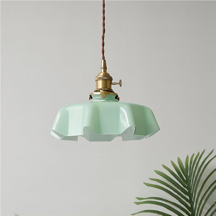 Lampe Suspendue Rétro Fleur en Verre - Glamour Nostalgique