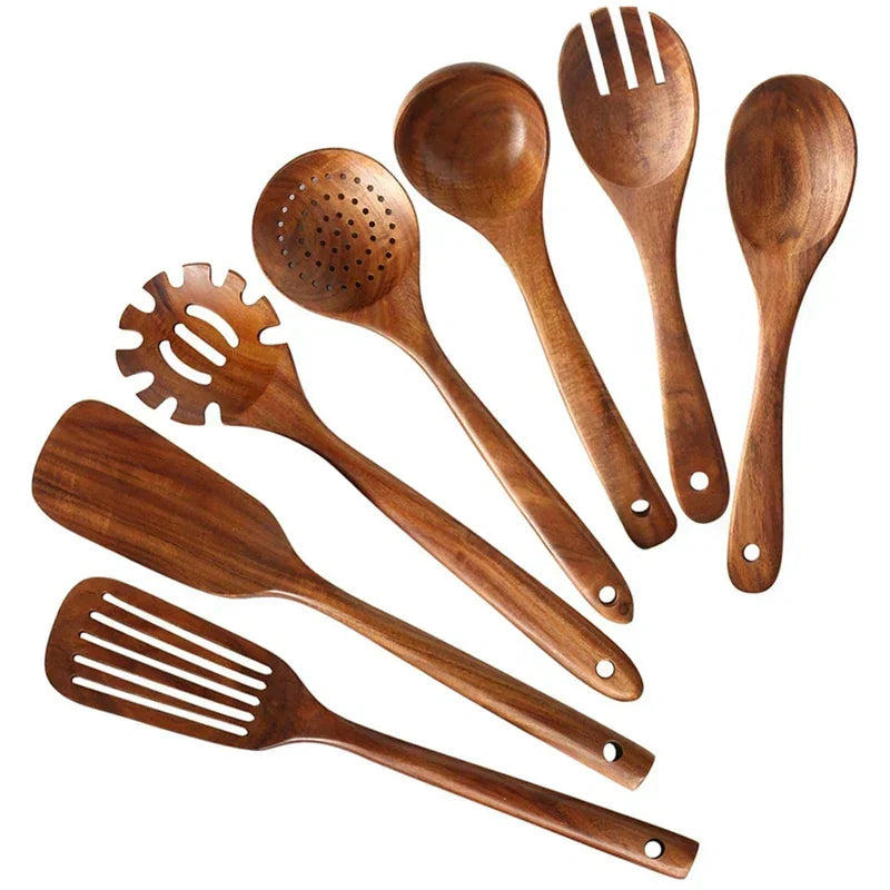 Ustensiles de Cuisine EcoChef en Teck - Élégance et Durabilité pour Votre Cuisine