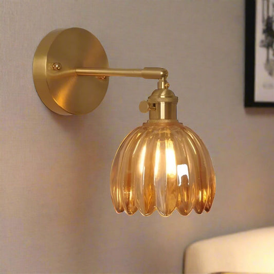 Lampe Murale en Verre Tulipe Vintage - Éclairage Floral Élégant