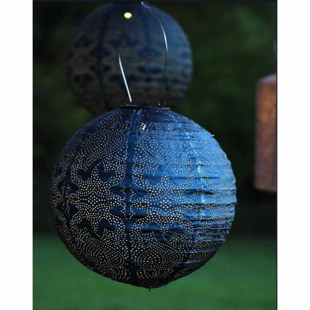 Lanterne Solaire Globe Design – Éclairage Extérieur avec Motif Marrakesh en Tyvek