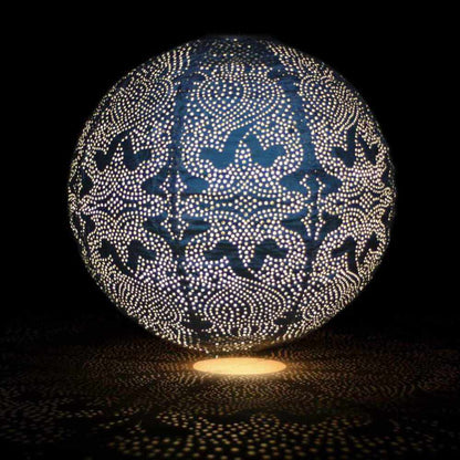 Lanterne Solaire Globe Design – Éclairage Extérieur avec Motif Marrakesh en Tyvek