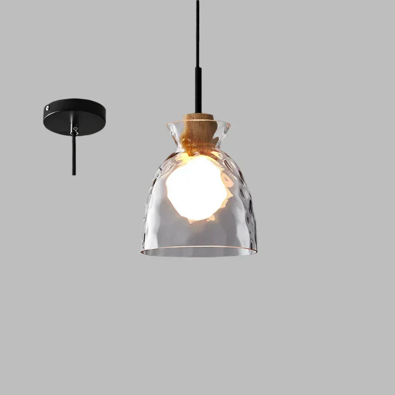 Chandelier Minimaliste Japonais en Fer Forgé avec Verre Tempéré, LED Dimable