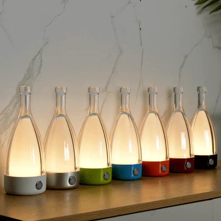 Lampe de Nuit Décorative Rechargeable en Forme de Bouteille de Vin – Éclairage Ambiance LED avec Fonction Dimmable