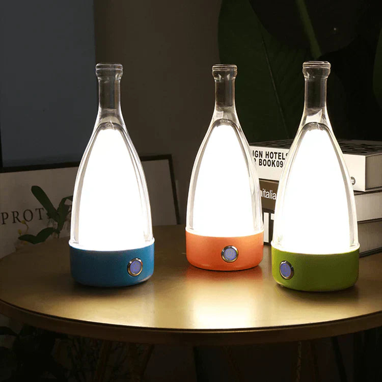 Lampe de Nuit Décorative Rechargeable en Forme de Bouteille de Vin – Éclairage Ambiance LED avec Fonction Dimmable