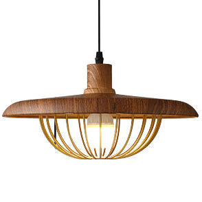 Suspension Imitation Bois - Lampe Suspendue au Style Nordique avec Détails Industriels