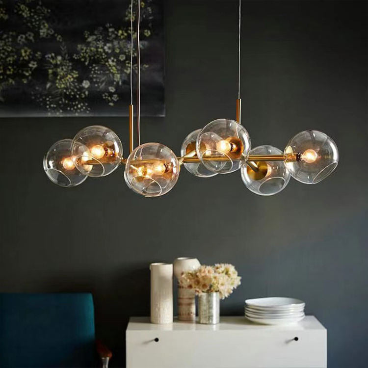 Chandelier Nordic à Boules de Verre – Style Moderne et Élégant en Métal et Verre